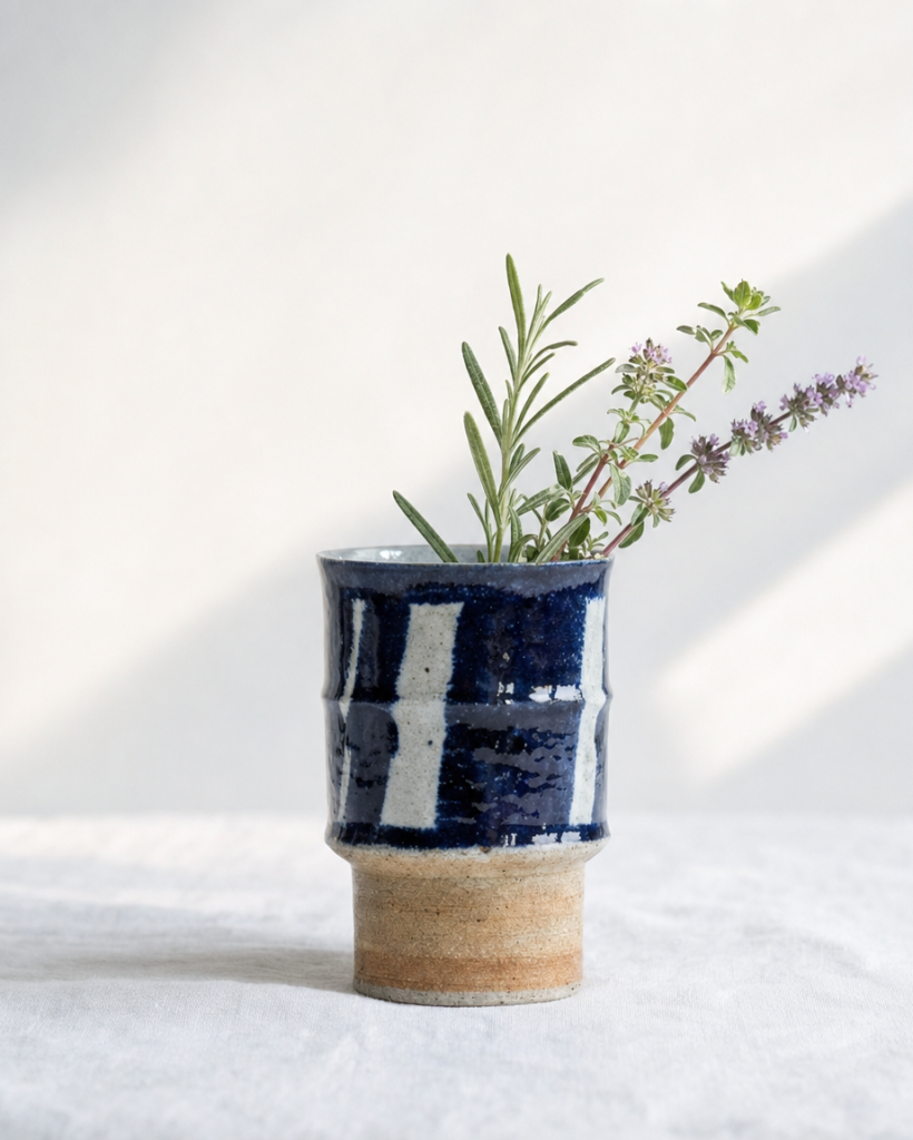 インガー・パーソン 白い縦縞の花器、1960年代